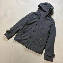 【美品】グレー フード付きウールコート M