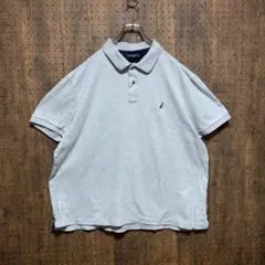 NAUTICA ノーティカ　ポロシャツ　ロゴ刺繍　グレー　ビッグ　dov15のサムネイル