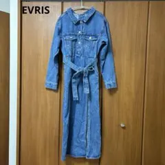 ⭐️新品タグ付⭐️EVRIS デニムワンピース ロング丈 フロントスリット Fのサムネイル