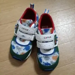 ムーンスター　キャロット　スニーカー　17.5cm モスグリーン×恐竜柄