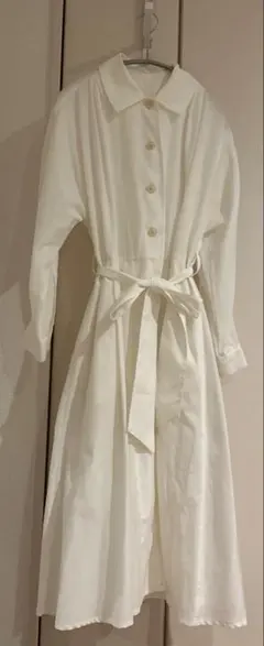 【ADAM ET ROPE】ホワイトシャツワンピース 長袖（美品、フリーサイズ）