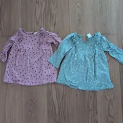 フリル付きドット柄トップス2枚セット