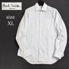 ポールスミス LONDON ドレスシャツ XL マルチストライプ 長袖 白系