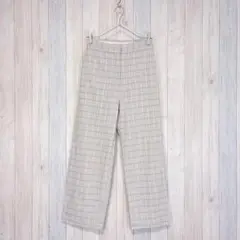 【Ballsey】ストレートパンツ チェック柄 オフィスカジュアル 麻混 S
