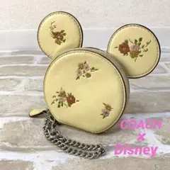 【限定コラボ】COACH × Disney コインケース　バニラマルチ花柄