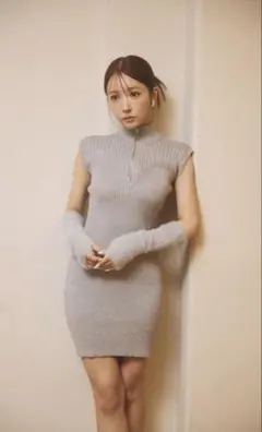 Arm Cover set Change Rib Knit Dress Gray