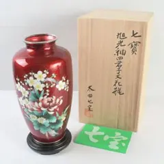 七宝焼 赤透釉 四君子文 花瓶 V A501A - メルカリ