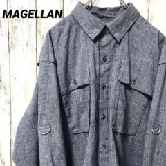 C2510 MAGELLAN 長袖シャツ フィッシングシャツ 無地 海外古着