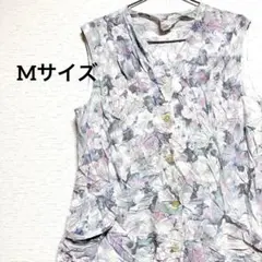 【M】 花柄 ノースリーブ ワンピース 膝上 ガーリー フェミニン フラワー