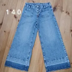 GAP 140cm キッズワイドデニムパンツ