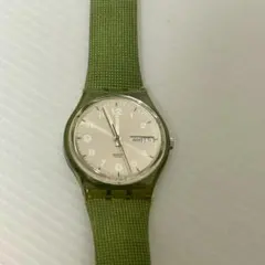 不動品 Swatch スウォッチ デイデイト 腕時計 スケルトンバック グリーン