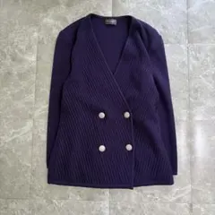 カーディガン トラッド カジュアル ネイビー ウール オフィスカジュアル M相当