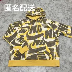 NIKE 総柄スウェットパーカー　イエロー　XL 美品