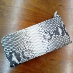 パイソン財布　本革　ナチュラル　パイソン　蛇革　財布　長財布 L字