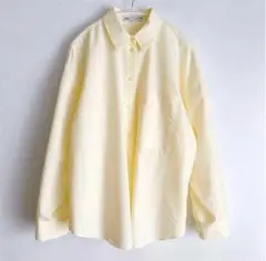 【極美品】ZARA ザラ／ストライプシャツ／イエロー／オーバーサイズ／長袖／M