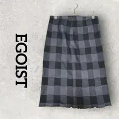 EGOIST ひざ丈スカート チェック柄 タイトスカート (F) グレーブラック
