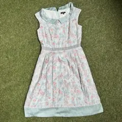 TOCCA 水色 花柄刺繍 ノースリーブワンピース　サイズ0