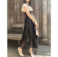 dazzlinシアーチェックコルセットワンピース