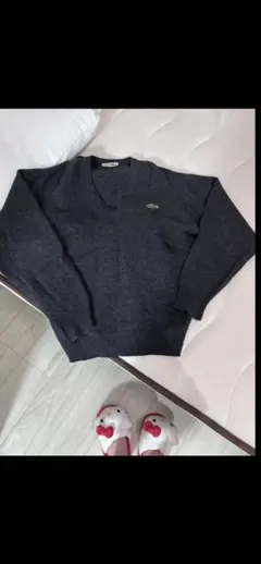 LACOSTE Vネック ニットセーター チャコールグレー サイズ4のサムネイル