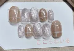 ショートオーバル♡チェックネイル