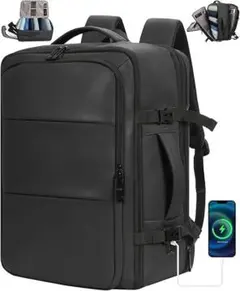 30【新品】ビジネスバッグ ブラック　USB充電ポート付き　リュック　40L