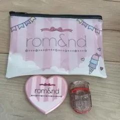 rom&nd ポーチとハート型ミラー、ビューラーセット