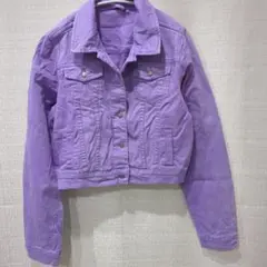 大人気】トレンドのクロップド丈！大人可愛いラベンダーカラーデニムジャケットM～L