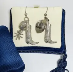 ★ シルバー925 ウエスタンモチーフ ピアス カウボーイ ブーツ 拍車 ハット