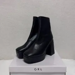 GRL スクエアトゥチャンキーヒールレザーブーツ［zr873］24.0cm