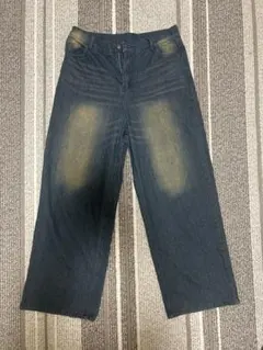 即完品】CLEL 特殊加工ダブルニーデニムパンツ アッシュグレー M