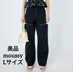MOUSSY CUTOUT WIDE STRAIGHT ブラック デニム 26