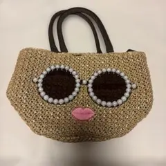 アジョリーカゴバッグ　パール様　刺繍　サングラスガール　スモールサイズ　Sサイズ