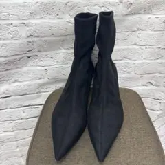新品 ZARA ブラック ストレッチ ブーティ39 （D-20）のサムネイル