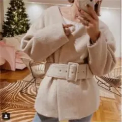 定価半額以下SeaRoomlynn✳︎ノーカラーmediumウールコート ベージュのサムネイル