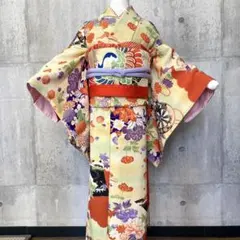 七五三　7歳　着物セット　オレンジ　総柄　アンティーク　大正ロマン　正絹 七五三 7歳 着物セット オレンジ 総柄 アンティーク 大正ロマン 正絹