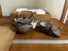 有田焼　深原窯　古伊万里紋　急須、蓋つき湯呑　5客セット　木箱入り　未使用