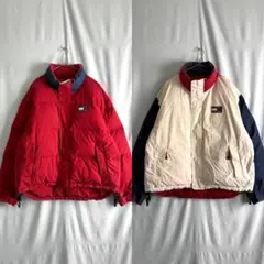 90s TOMMY HILFIGER リバーシブル ダウン ジャケット L