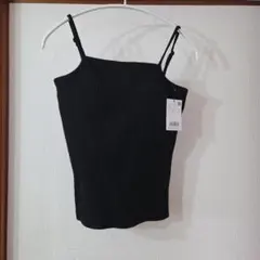 ブラック リブキャミソール M