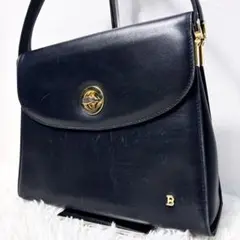 BALLY バリー ハンドバッグ レザー ネイビー ゴールド金具