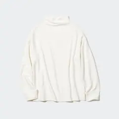 UNIQLO ソフトニットフリースモックネックT 長袖 オフホワイト L