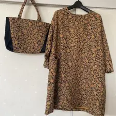 花柄ワンピース チュニック トートバッグ セット
