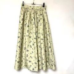 【earth music&ecology】花柄 フレア ロングスカート ベージュ