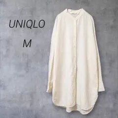 ユニクロ UNIQLO リネンブレンドスタンドカラーチュニック【M】オフホワイト