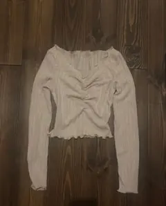 オフショルダー長袖トップス ワンホン