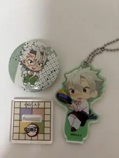 鬼滅の刃 不死川実弥　パジャキャラ 缶バッジ スイパラアクリルスダント