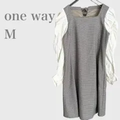 ワンウェイ ブラウスドッキングワンピース 千鳥柄　グレー系　M
