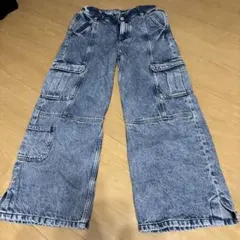 GAP キッズ カーゴパンツ デニム ケミカルウォッシュ　140