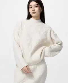 UNIQLO ユニクロ　スフレヤーンモックネックセーター　オフホワイト　XL