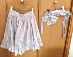 シークレットハニー　パープル フリルサスペンダースカート　リボン　M