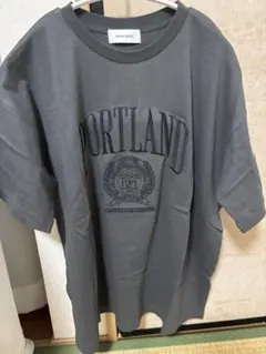 カレッジロゴ刺繍 サイドスリット オーバーサイズ 半袖Tシャツ